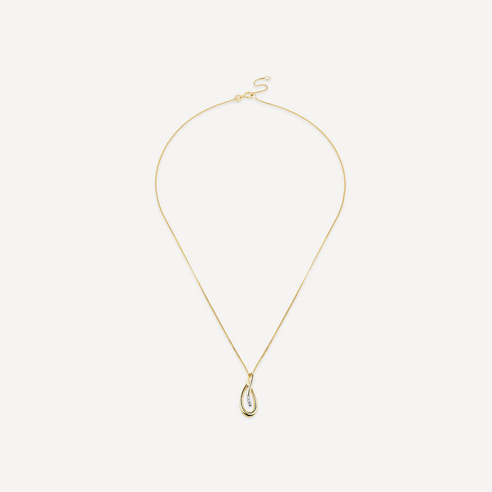 9ct Yellow Gold Open Loop Diamond Set Pendant image number 2