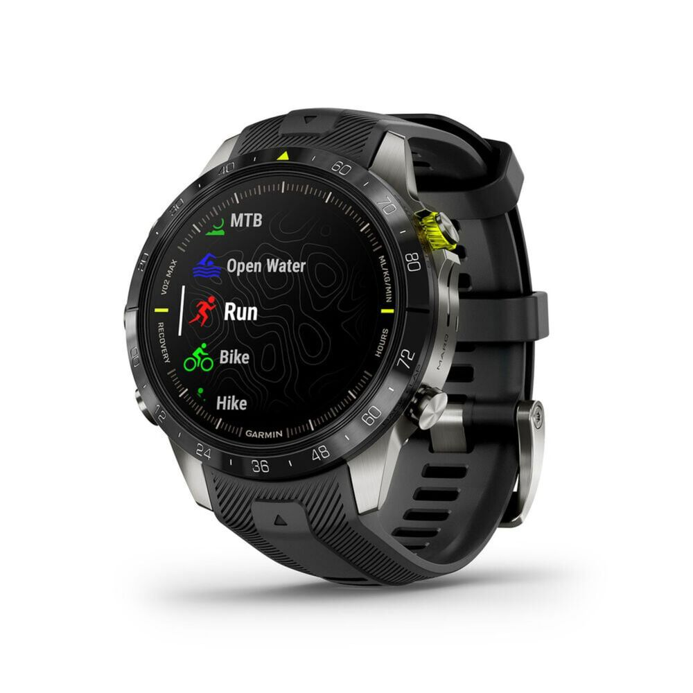 Garmin MARQ® Athlete (Gen 2) 46mm Titanium Case Black Bezel Rubber Strap Watch image number 0