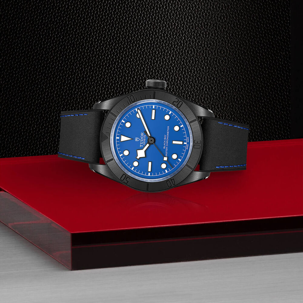 TUDOR Black Bay Ceramic 41mm Blue Dial Black Leather Strap Watch image number 2