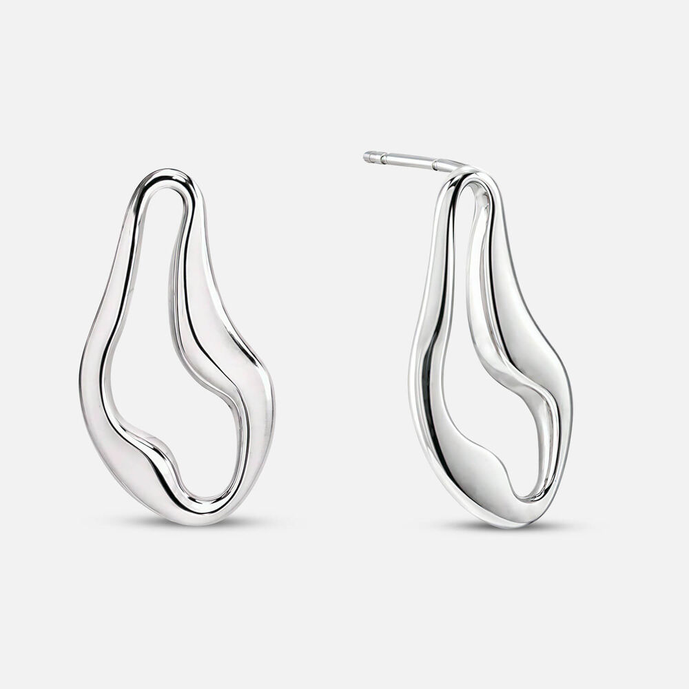 Sterling Silver Open Swirl Centre Drop Earrings