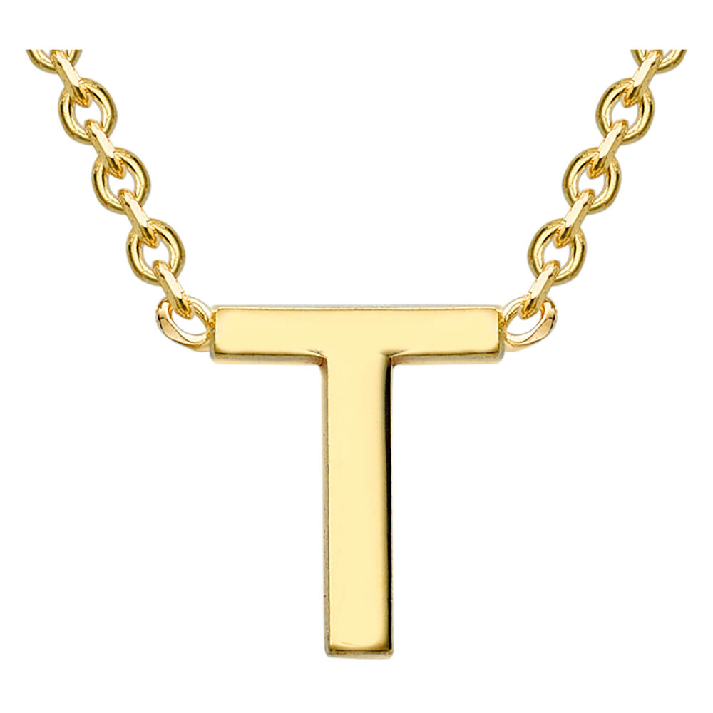 9 Carat Yellow Gold Petite Initial T Necklet image number 0