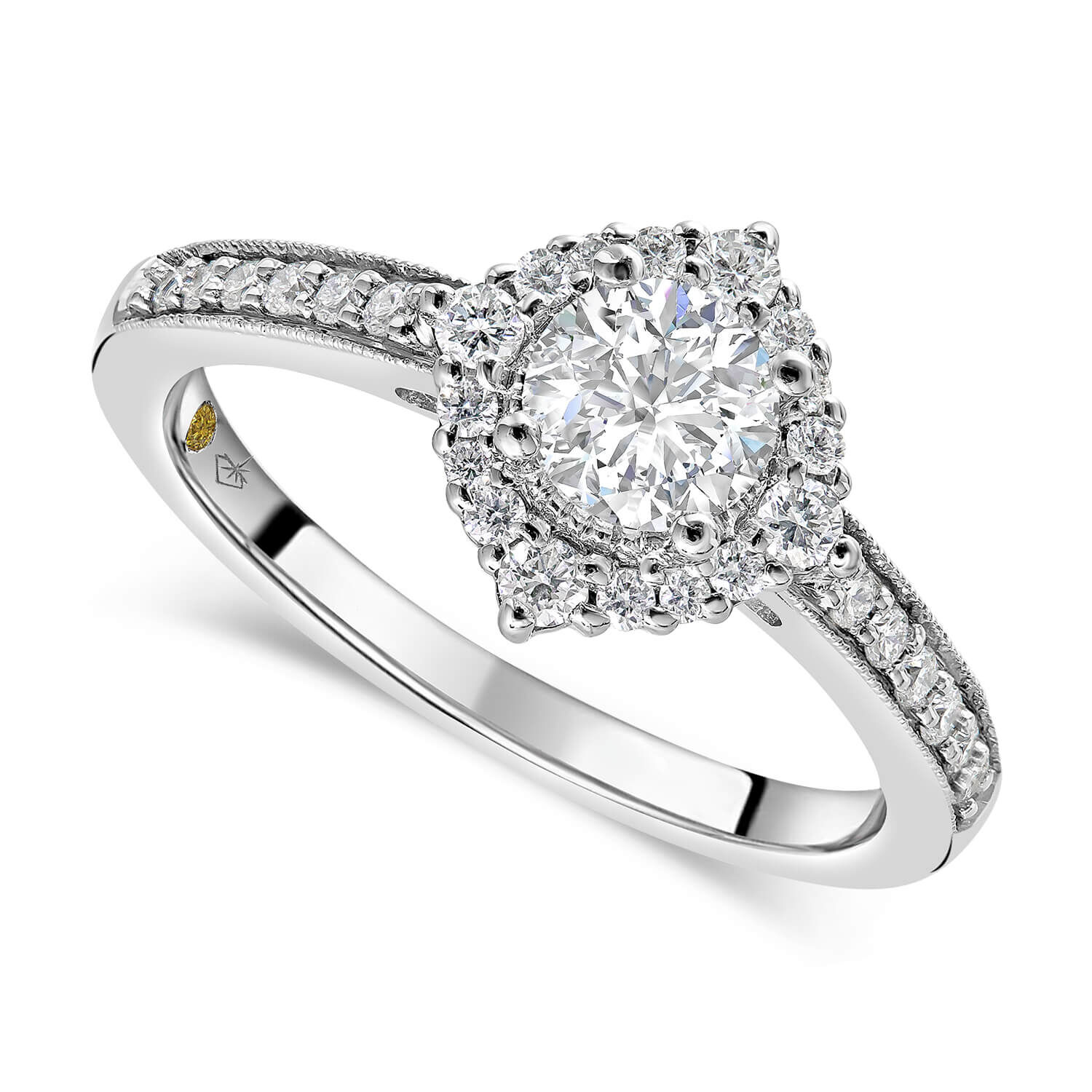 Platinum Solitaire & Shoulders Claw Set 1ct Diamond Engagement Ring