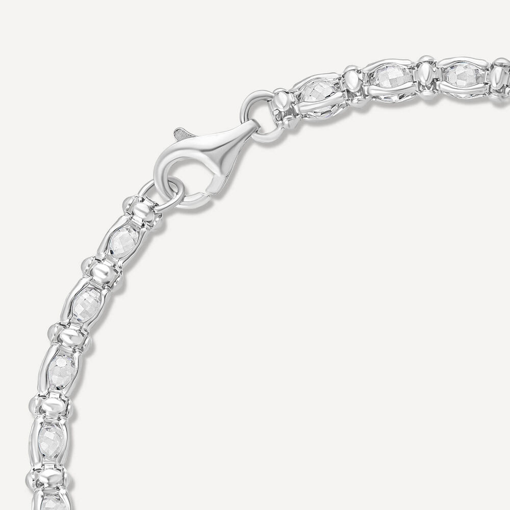 Sterling Silver Cubic Zirconia Set Rope Link Bracelet image number 4