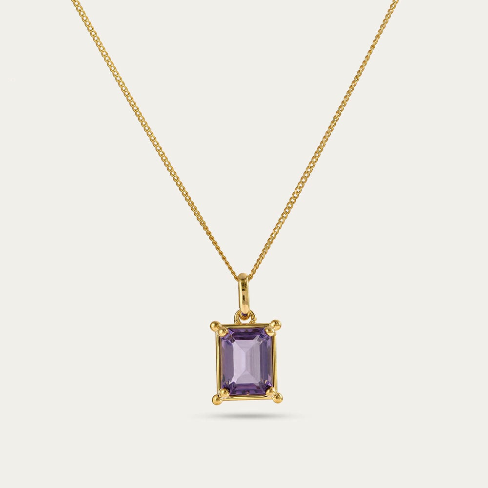 9ct Yellow Gold Rectangular Amethyst Pendant