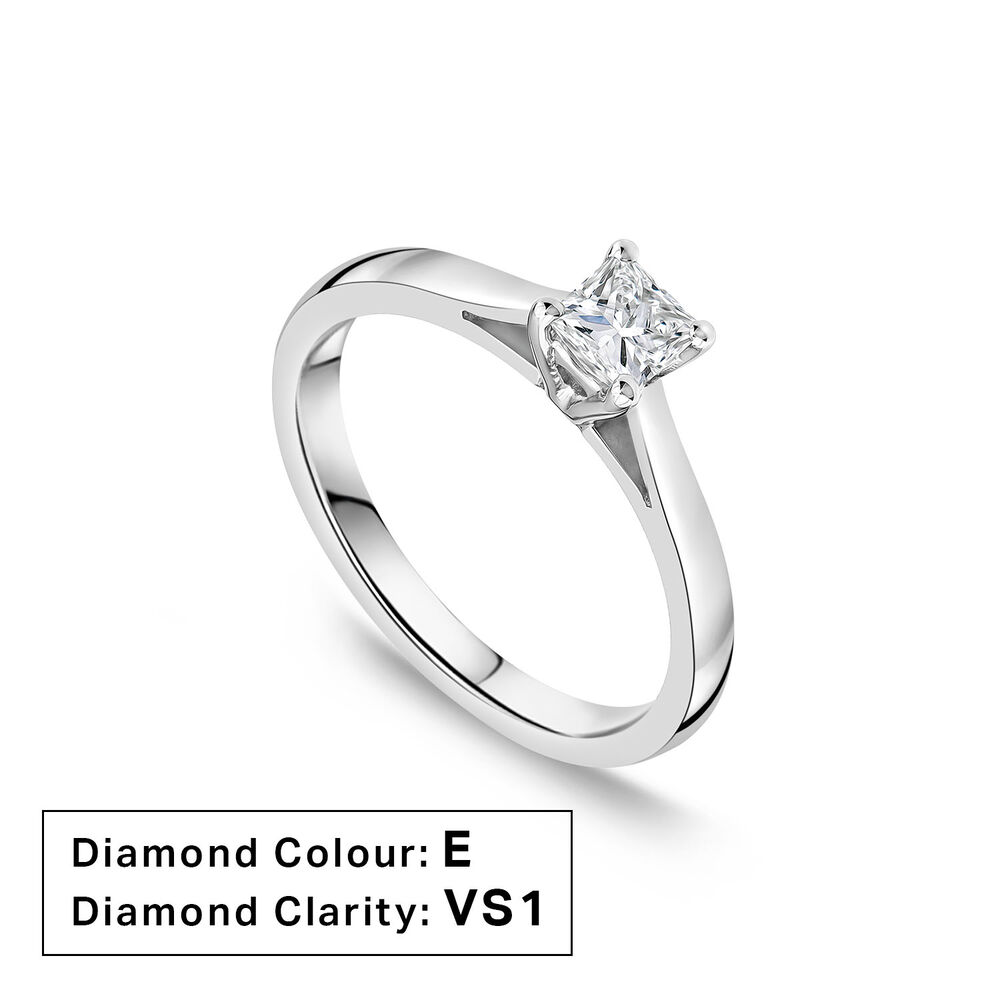 Platinum 0.41ct Princess Diamond Four Claw Solitaire Ring