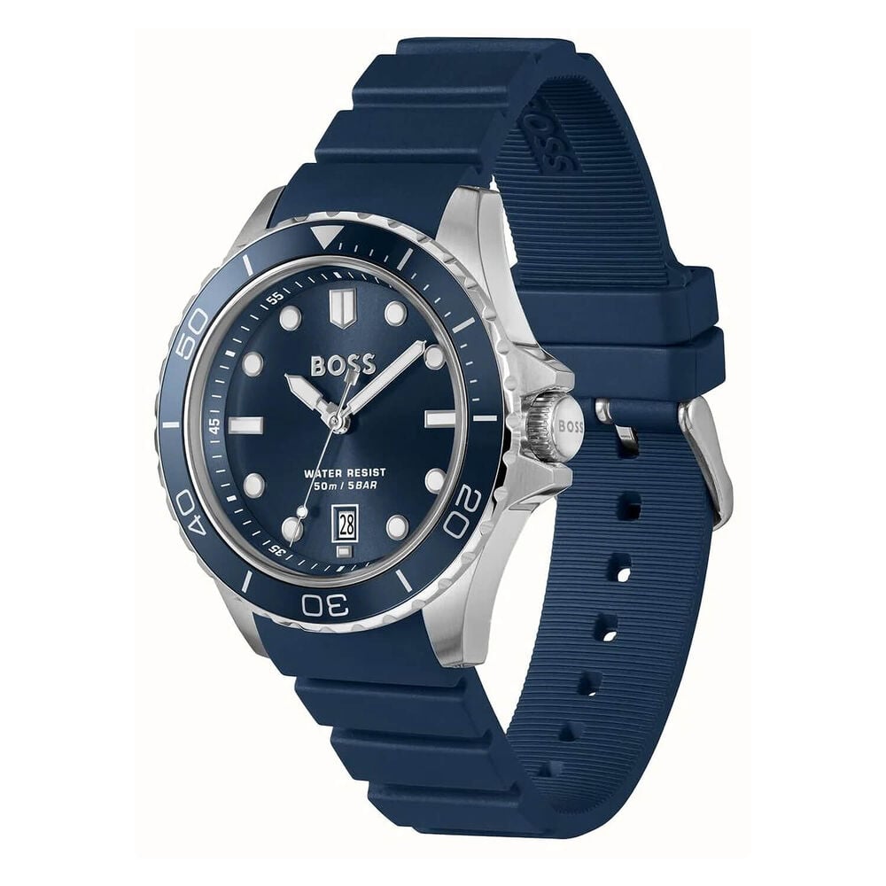 BOSS Troper Sport 41mm Dark Blue Dial Rubber Strap Watch image number 1