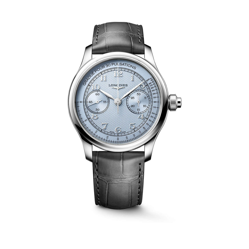 Longines Master Collection Chrono Moonphase 41mm Silver Barleycorn Dial Steel Bracelet Watch