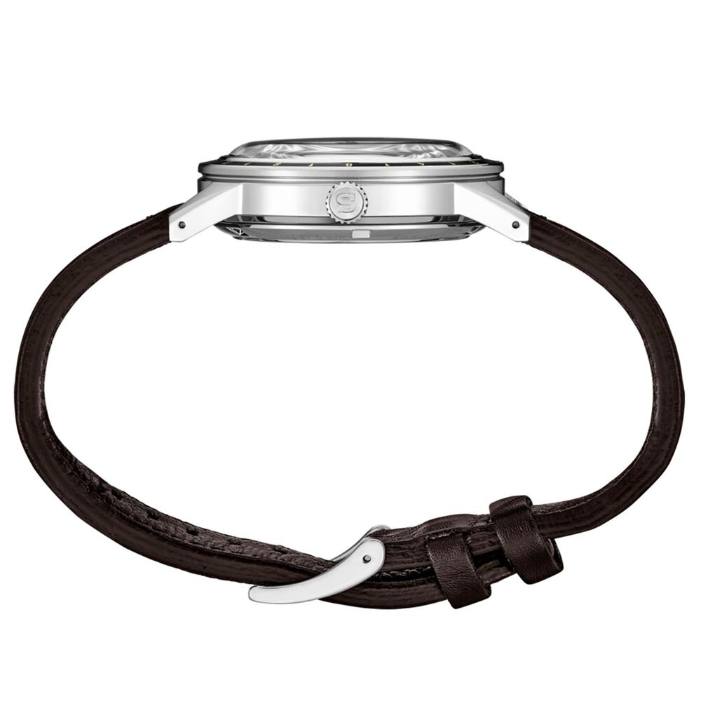 Seiko Presage Style60's 'Fume' 40mm Grey Dial Black Leather Strap Watch image number 4