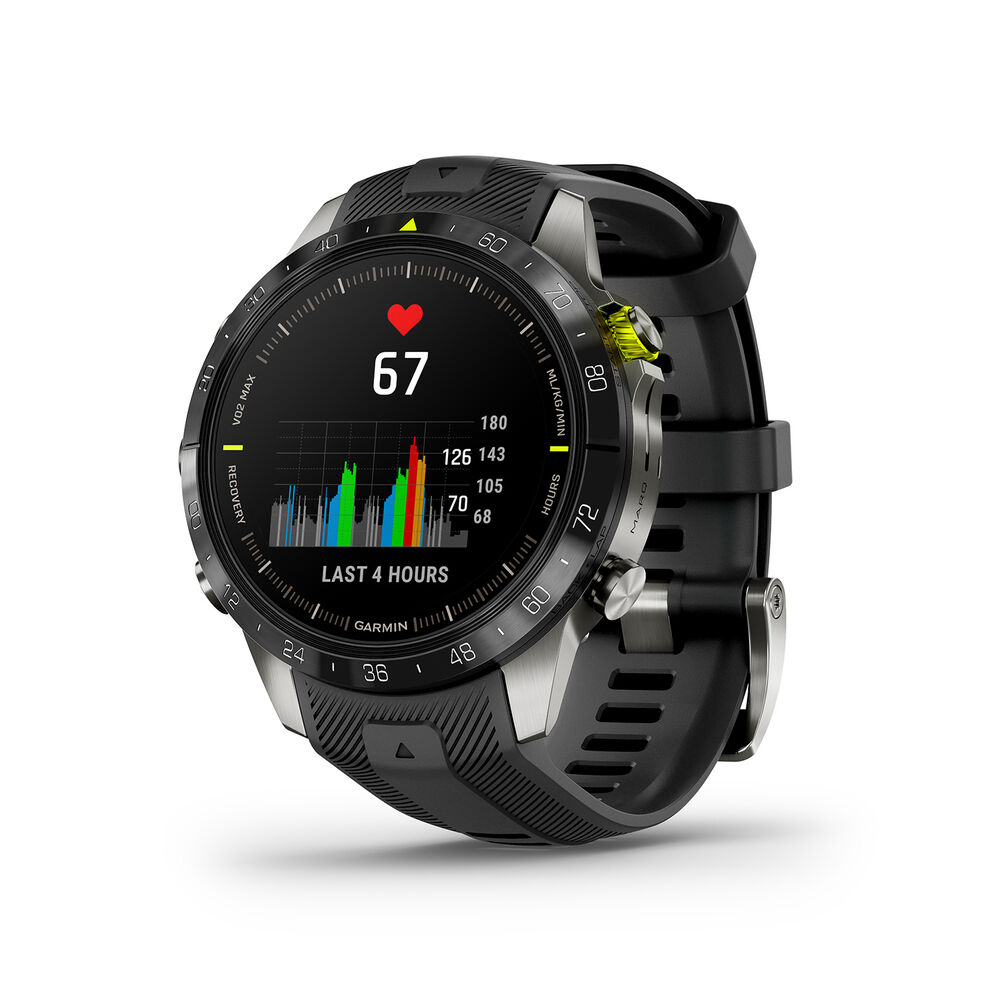 Garmin MARQ&reg; Athlete (Gen 2) 46mm Titanium Case Black Bezel Rubber Strap Watch