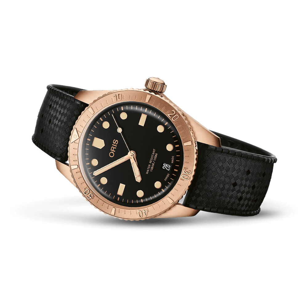 Oris Divers Sixty-Five 38mm Black Dial Bronze Case Black Rubber Strap Watch image number 1