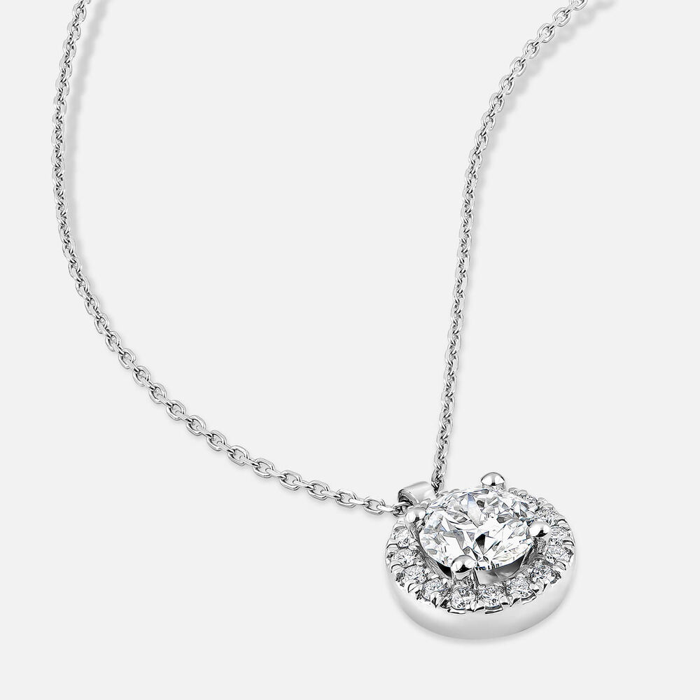 Born 9ct White Gold Lab Grown 0.83ct Halo Diamond Pendant