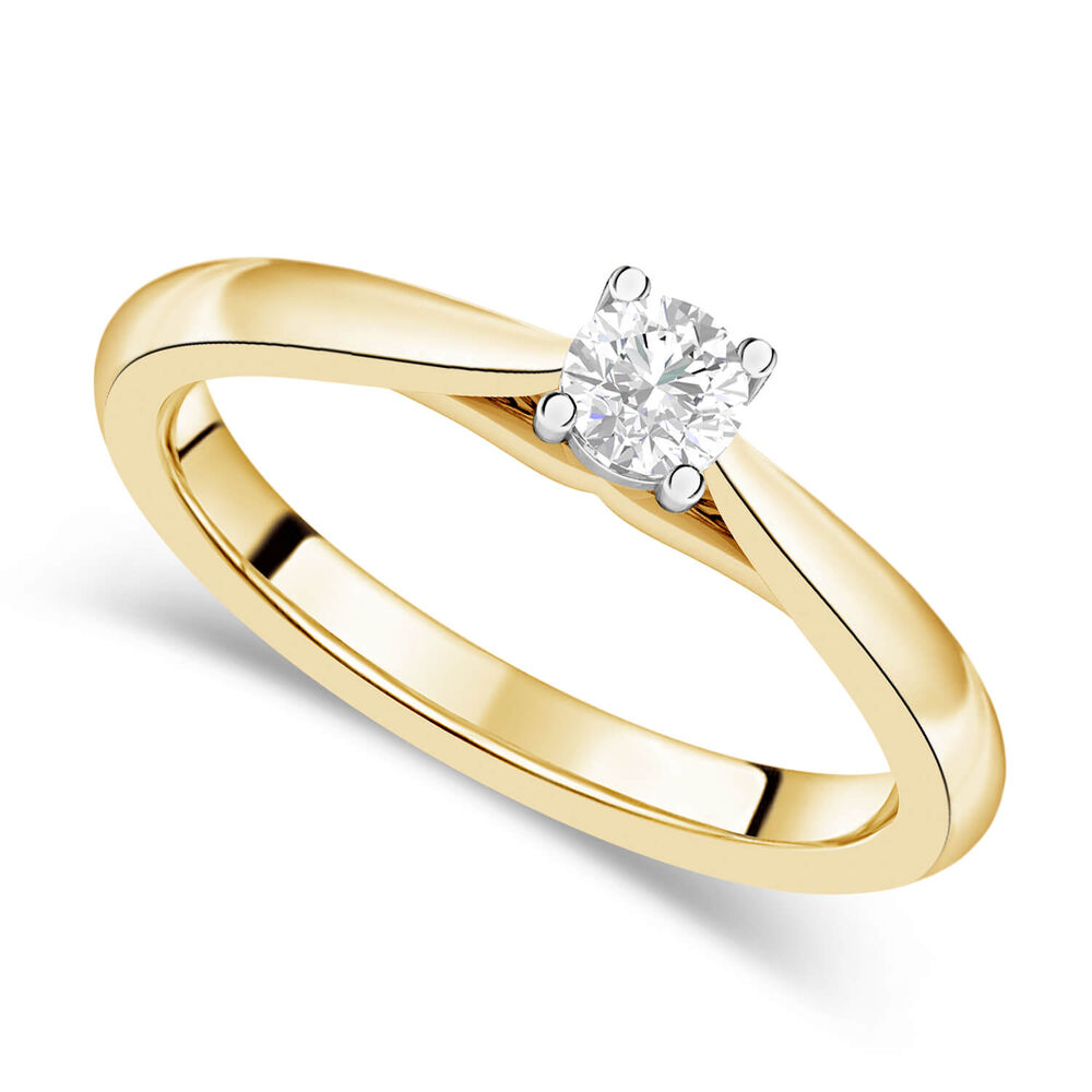 18ct Yellow Gold 0.25ct Round Diamond Orchid Setting Ring
