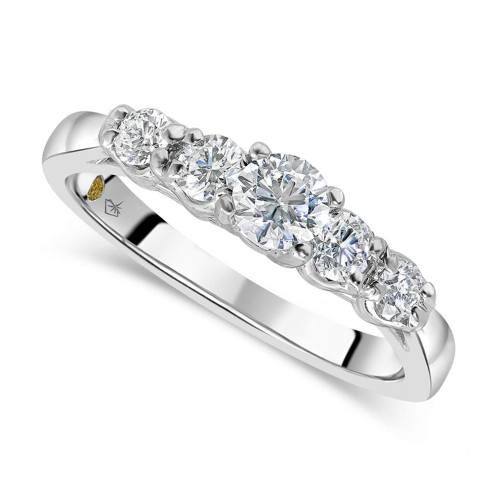 Northern Star Platinum 0.70ct Round Brilliant Diamond & 2 Stones Polished Band Ring image number 0