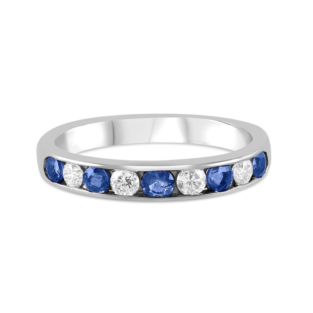 18ct White Gold 0.28ct Diamond and Sapphire Channel Set Ring image number 4