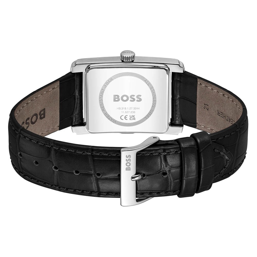 BOSS Principle Dress 28x39mm Black Dial Leather Strap Watch image number 3
