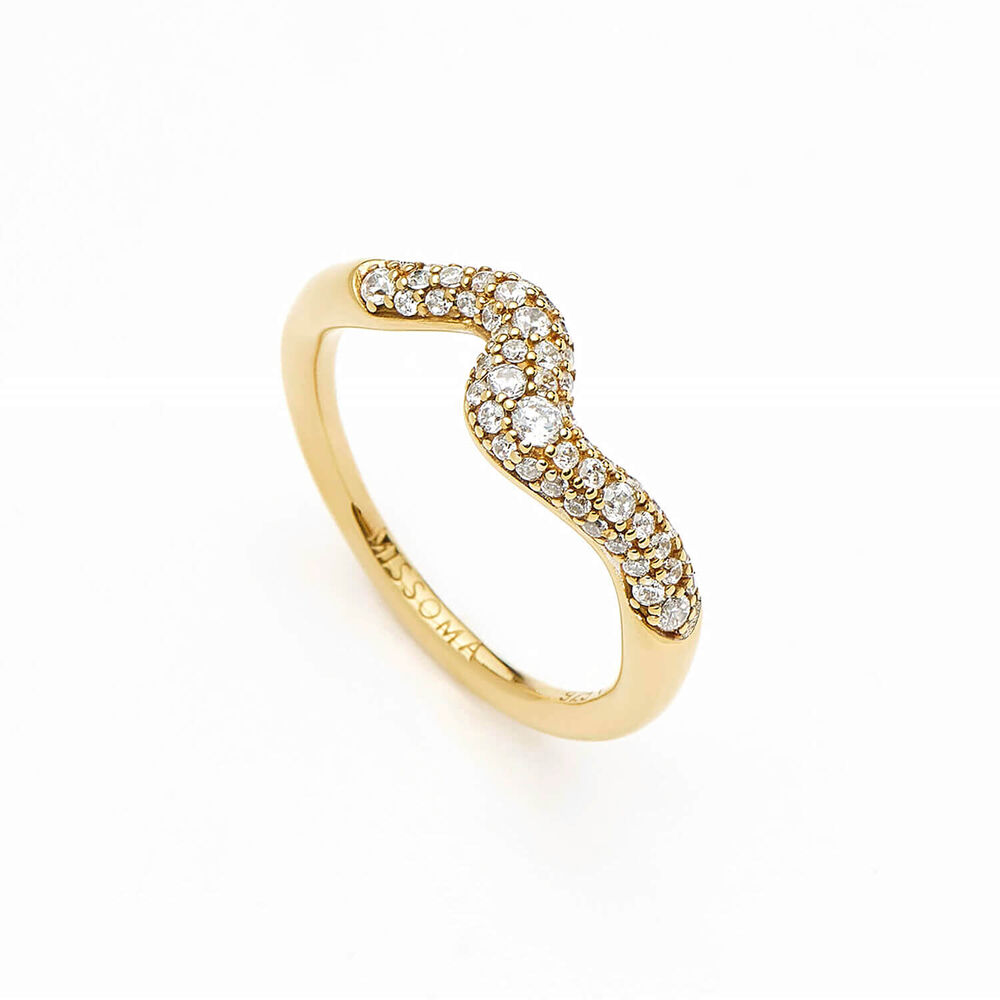 Missoma 18ct Gold Vermeil Sterling Silver Cubic Zirconia Molten Snow Stacking Ring (UK Size P)