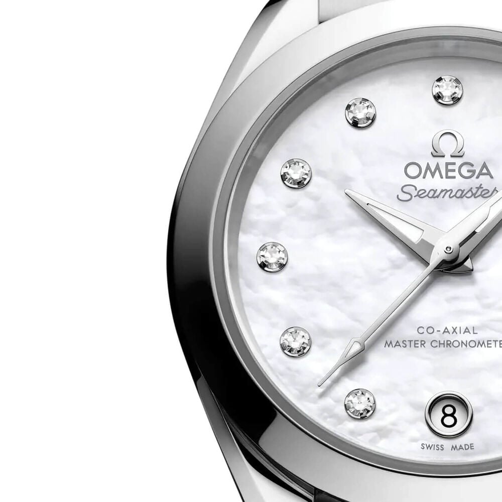 OMEGA Seamaster Aqua Terra 150M 30mm Mother of Pearl Dial Diamond Dots Steel Bracelet Watch image number 2