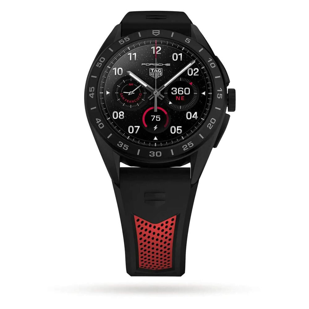 Tag Heuer Connected 45mm Touch Screen Titanium Case Black & Red Strap Watch image number 1