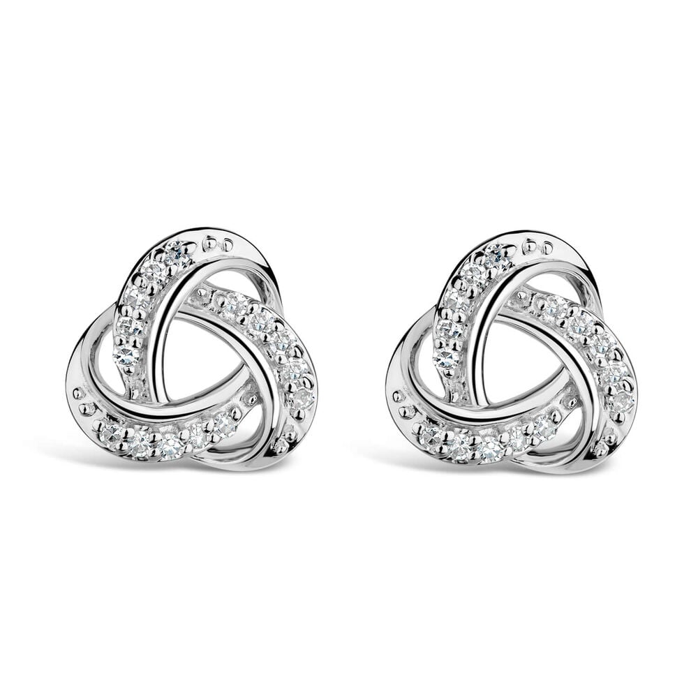 9ct White Gold 0.10ct Diamond Knot Stud Earrings image number 0