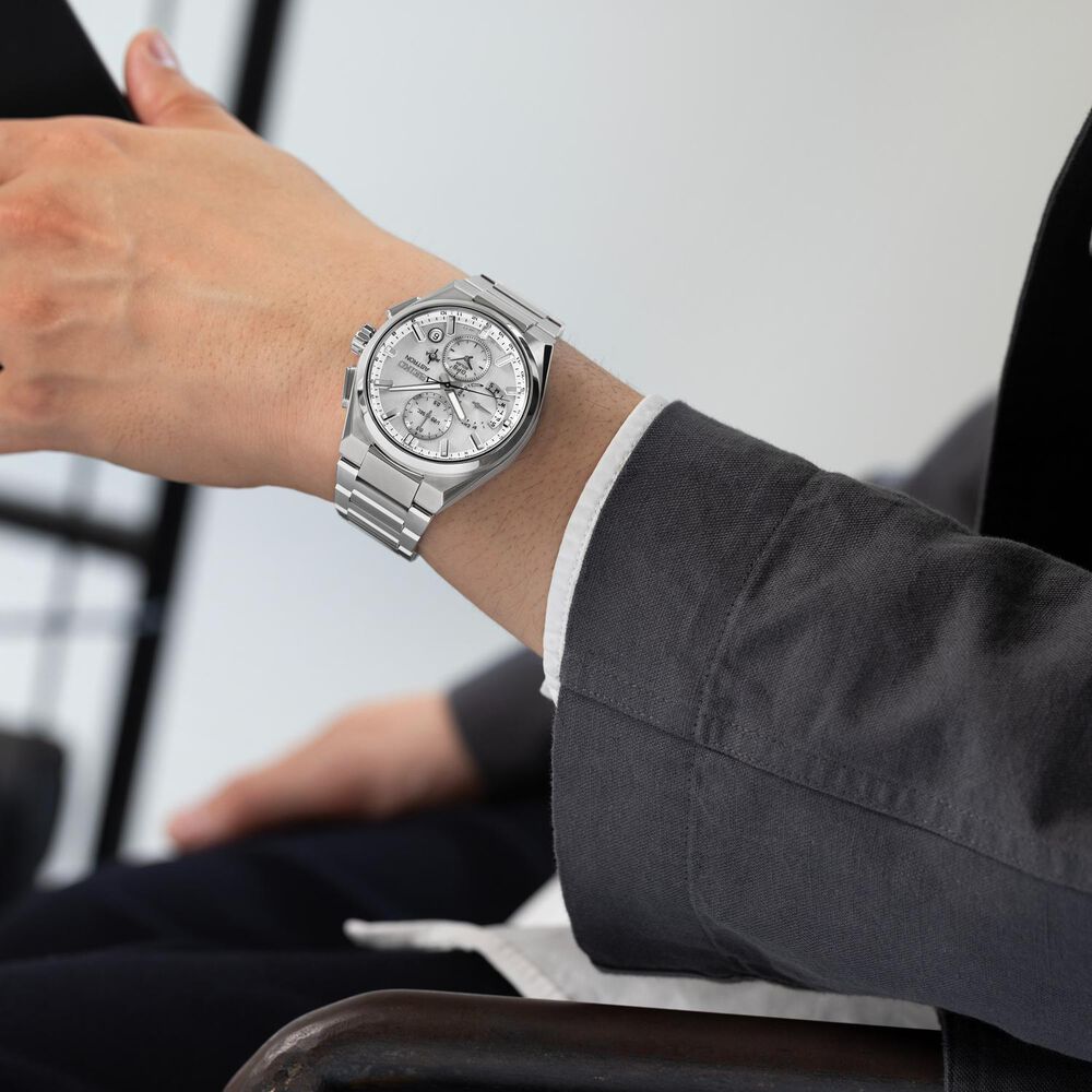 Seiko Astron GPS Solar 5X Dual-Time Chronograph 42mm Silvery White Dial Titanium Bracelet Watch image number 7