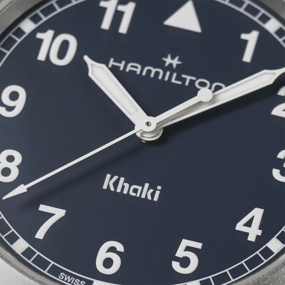 Hamilton Khaki Fields Quartz 38mm Blue Dial Steel Bracelet Watch image number 1