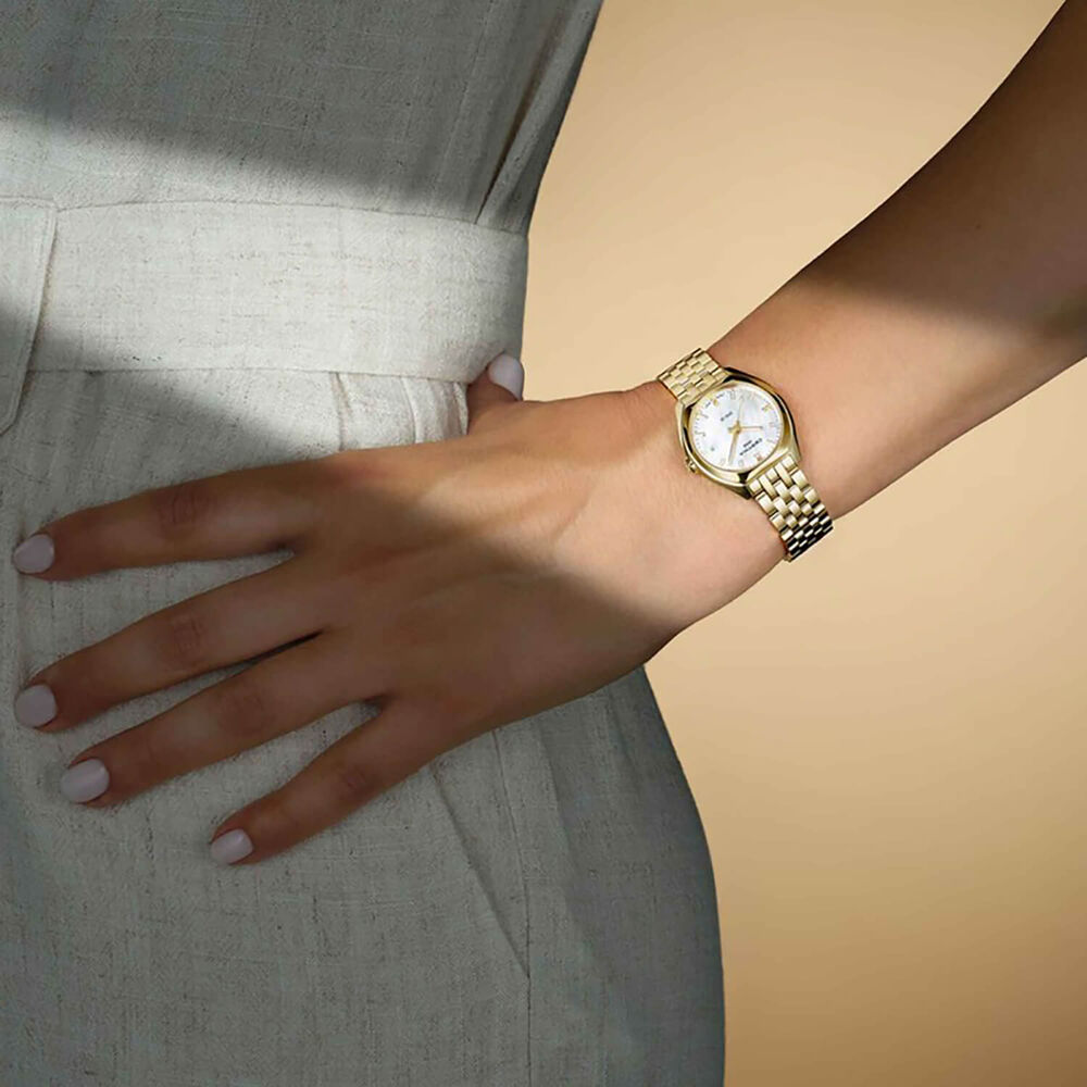 Certina DS-2 25mm White Mother of Pearl Dial Gold Tone Steel Bracelet Watch