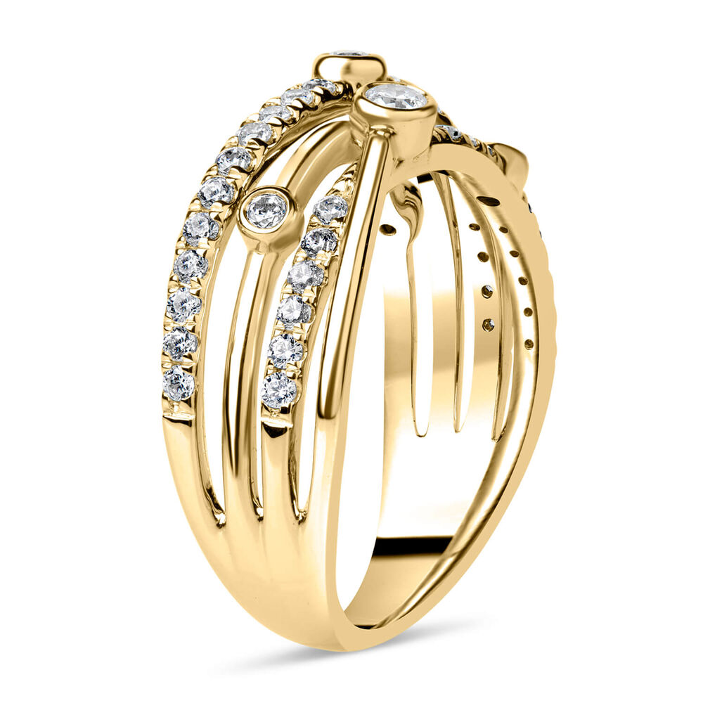 9ct Yellow Gold 0.50ct Diamond Crossover Bubble Ring image number 12