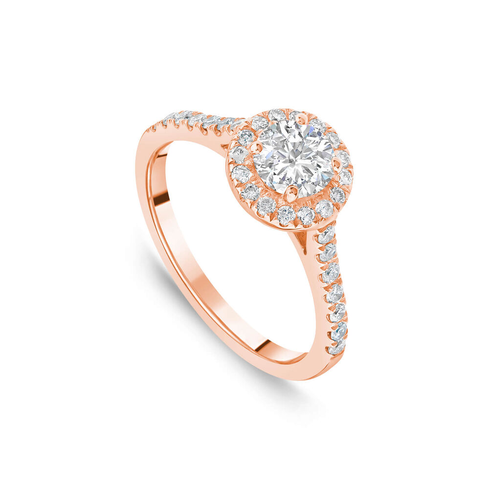 18ct Rose Gold 0.60ct Diamond Round Halo Ring image number 0
