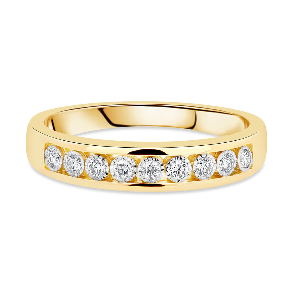 9ct Yellow Gold 0.15ct Diamond Illusion Channel Set Eternity Ring