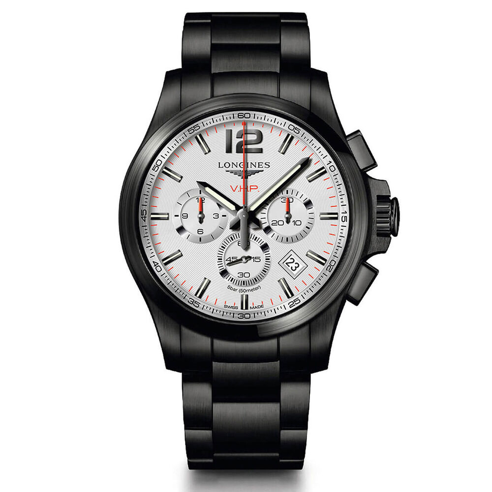 Longines Performance Conquest V.H.P. White Black Steel Bracelet Watch