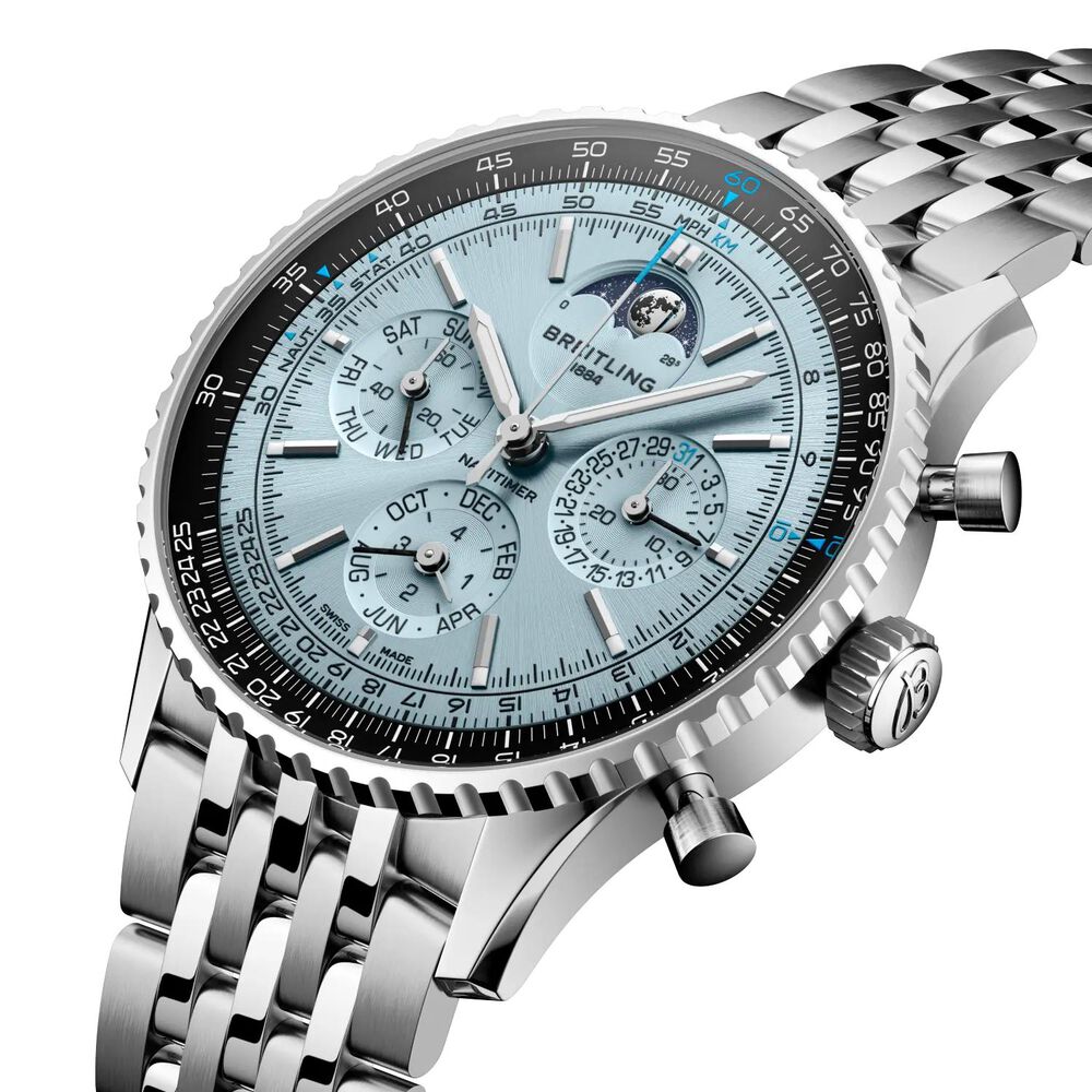 Breitling Navitimer B19 Chronograph Perpetual Calendar 43mm Blue Dial Steel Bracelet Watch