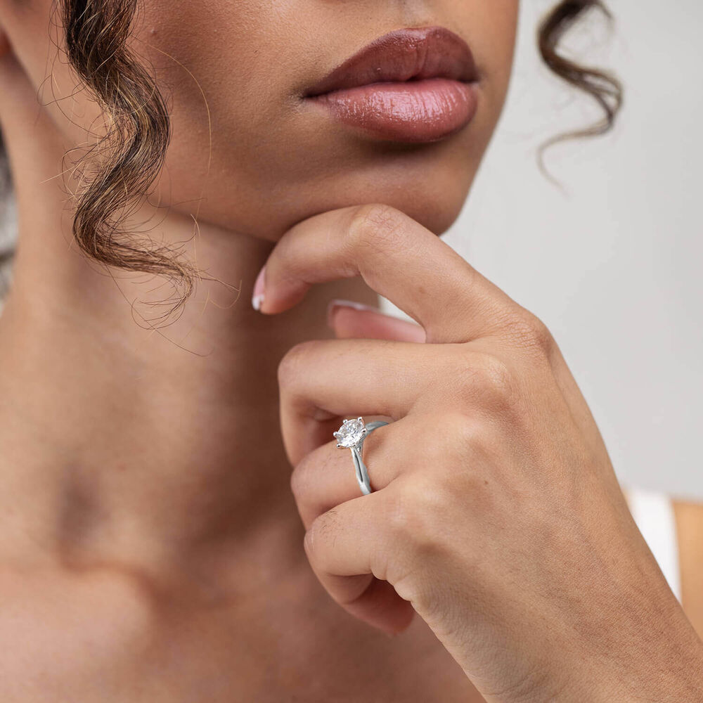 Born Platinum 1.50ct Round Lab Grown Diamond 6 Claw Set Solitaire Ring image number 4