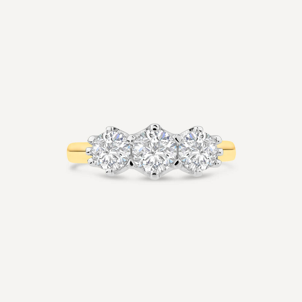 18ct Yellow Gold 1.25ct 3 Stone Diamond Ring image number 2