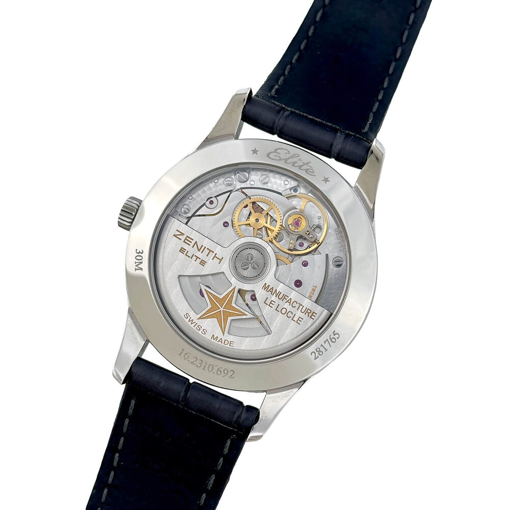 Pre-Owned Zenith Elite Ultra Thin 33mm Lady Moonphase Mother of Pearl Leather Strap Watch image number 3