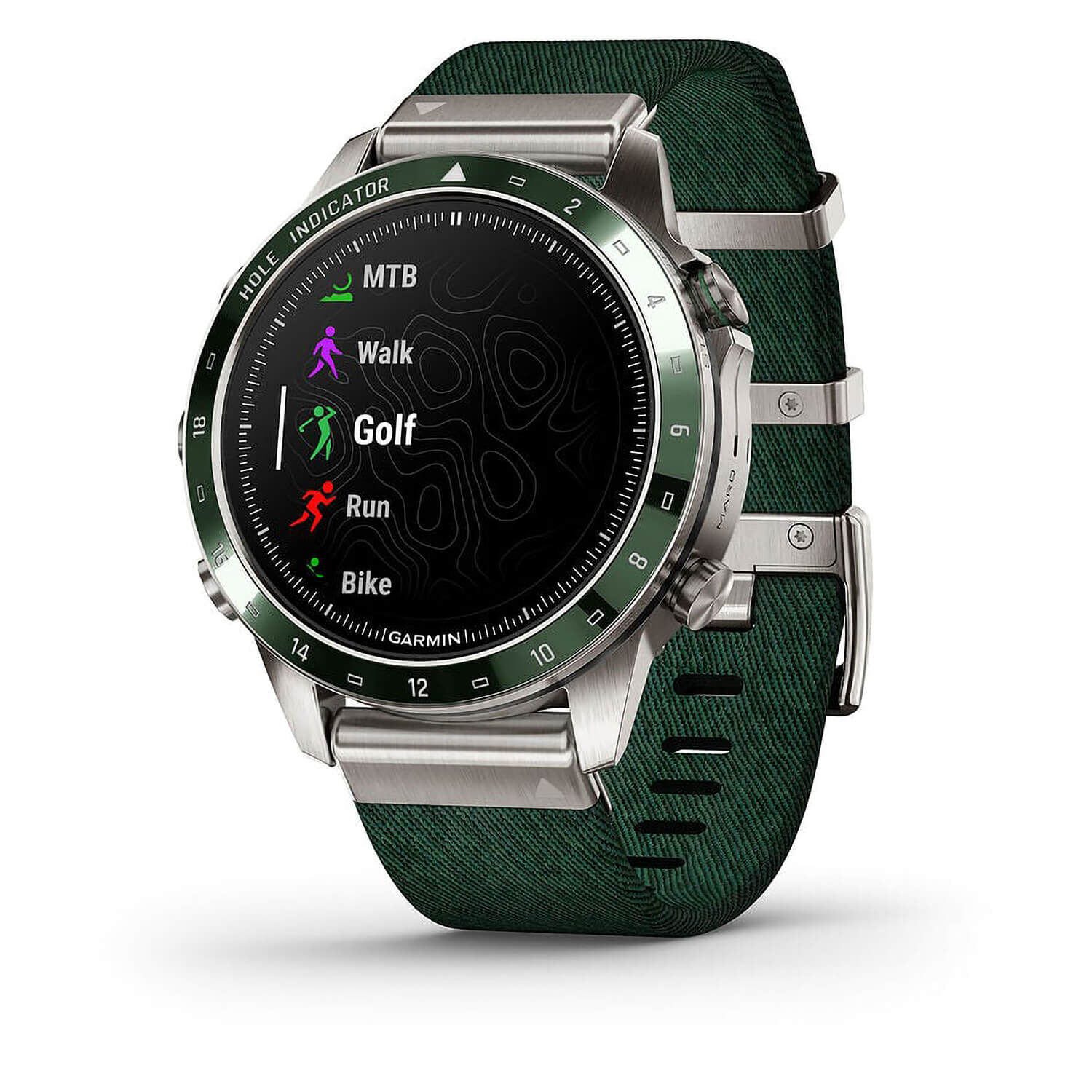 Garmin MARQ Golfer Gen 2 46mm Titanium Case Green Ceramic Bezel Strap Watch