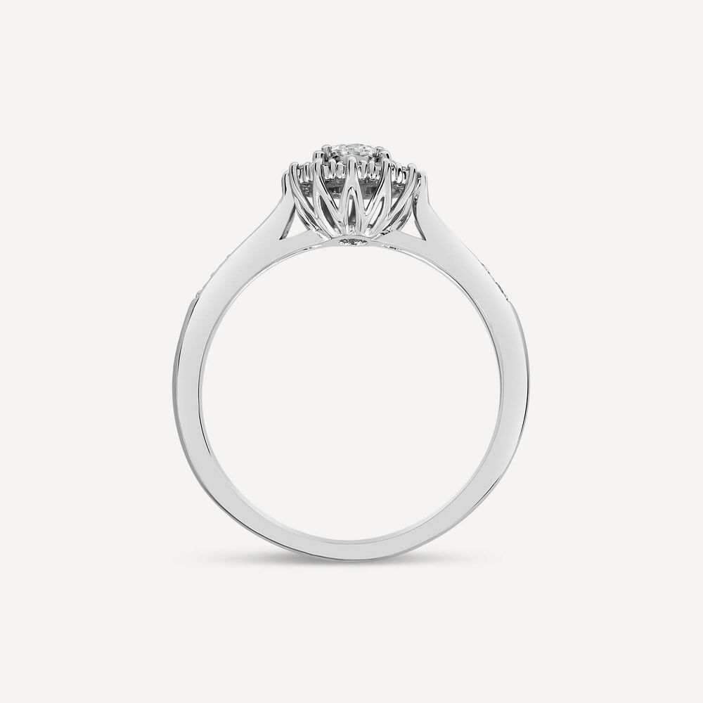 18ct White Gold 0.35ct Illusion Diamond Halo Shoulders Ring image number 3