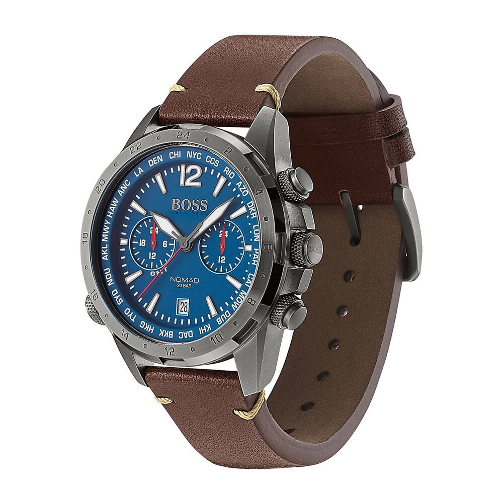 Hugo Boss Nomad Chronograph Blue Dial & Brown Leather Men's Watch
