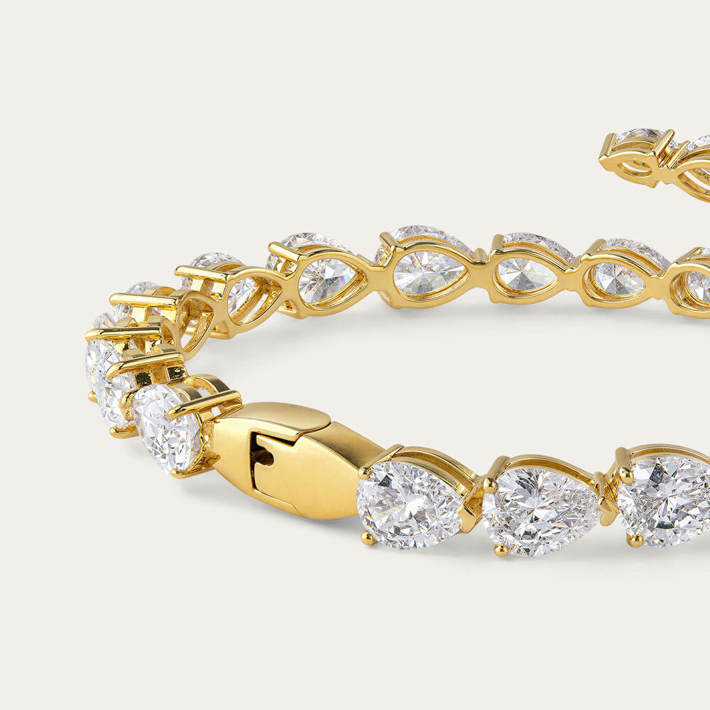 Yellow Gold Plated Sterling Silver Pear Cubic Zirconia Bangle