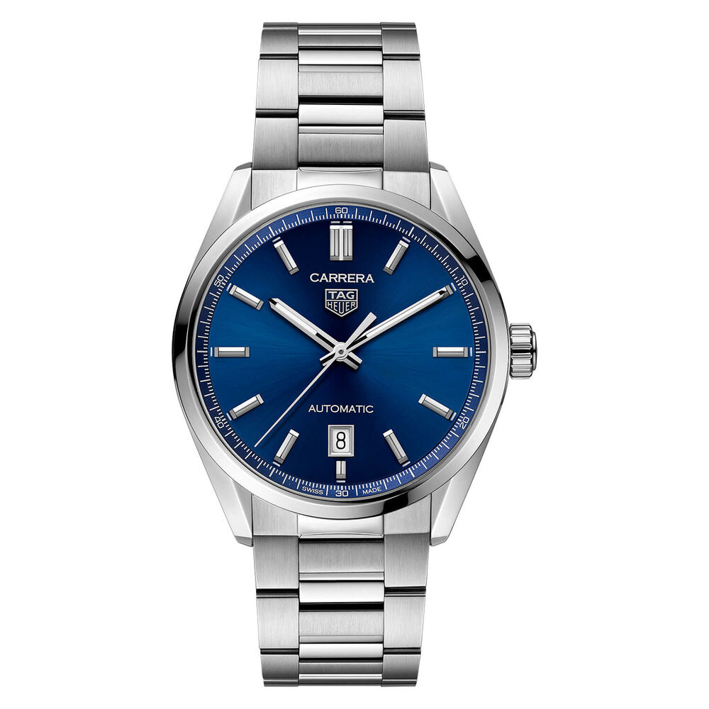 TAG Heuer Carrera Date 39mm Blue Dial Stainless Steel Bracelet Watch image number 0