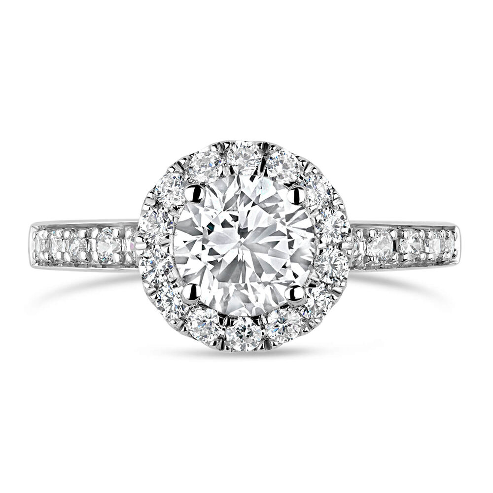 9ct White Gold Cubic Zirconia Halo and Side Stones Ring image number 5