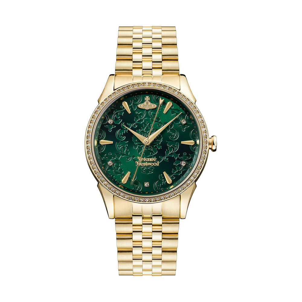 Vivienne Westwood The Wallace 37mm Green Dial Yellow Gold Steel Bracelet Watch image number 0