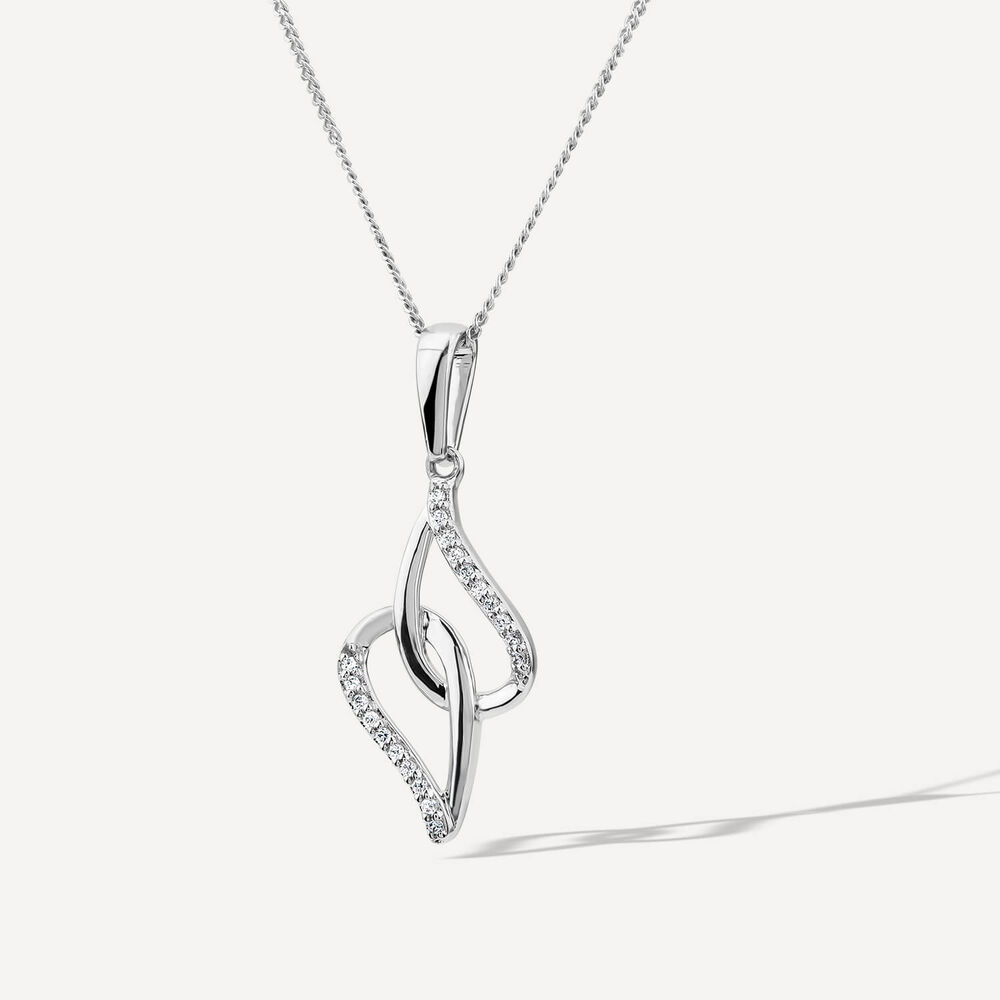 9ct White Gold 0.06ct Diamond Set Teardrop Pendant