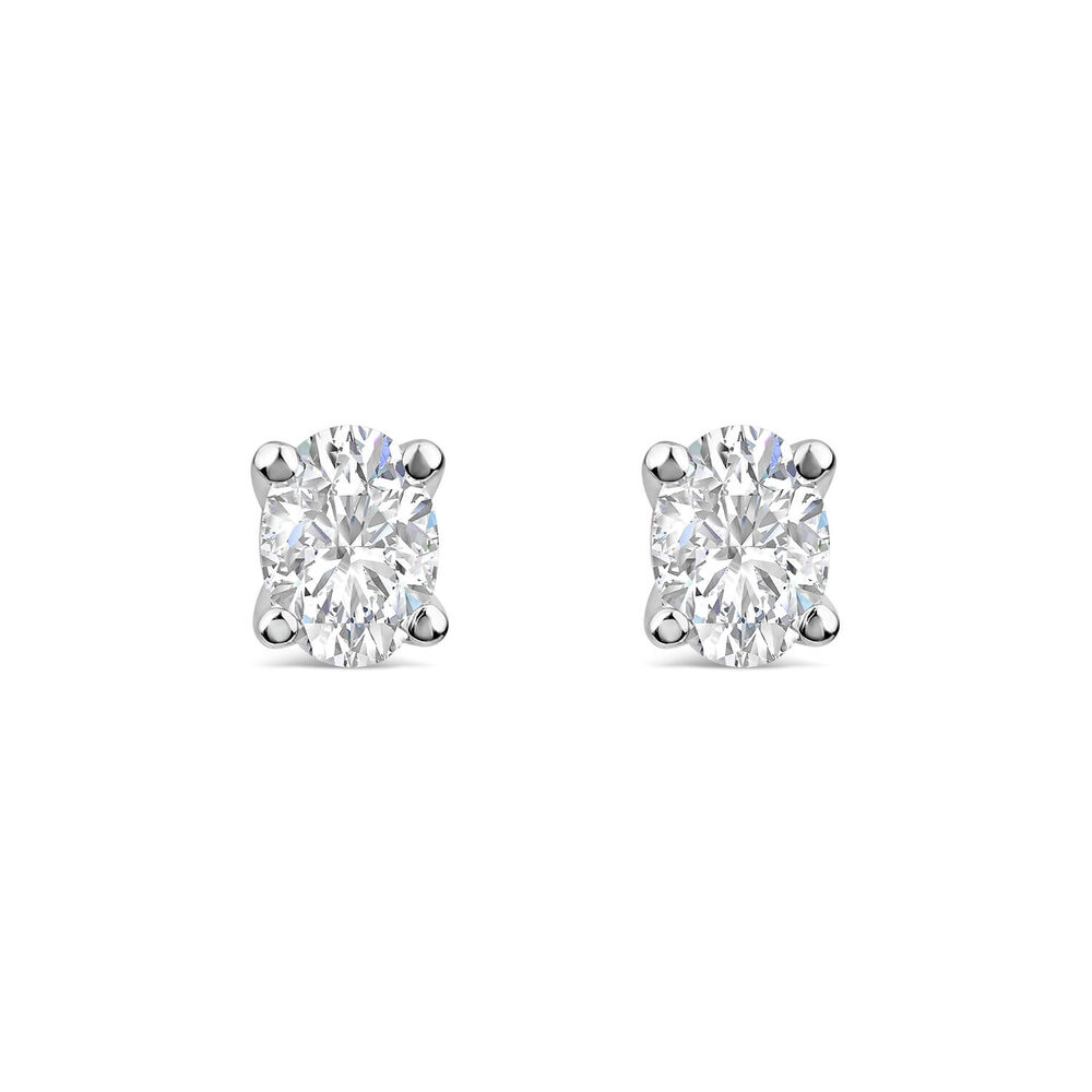 Born 9ct White Gold 0.50ct Lab Grown Oval Diamond Stud Earrings image number 0