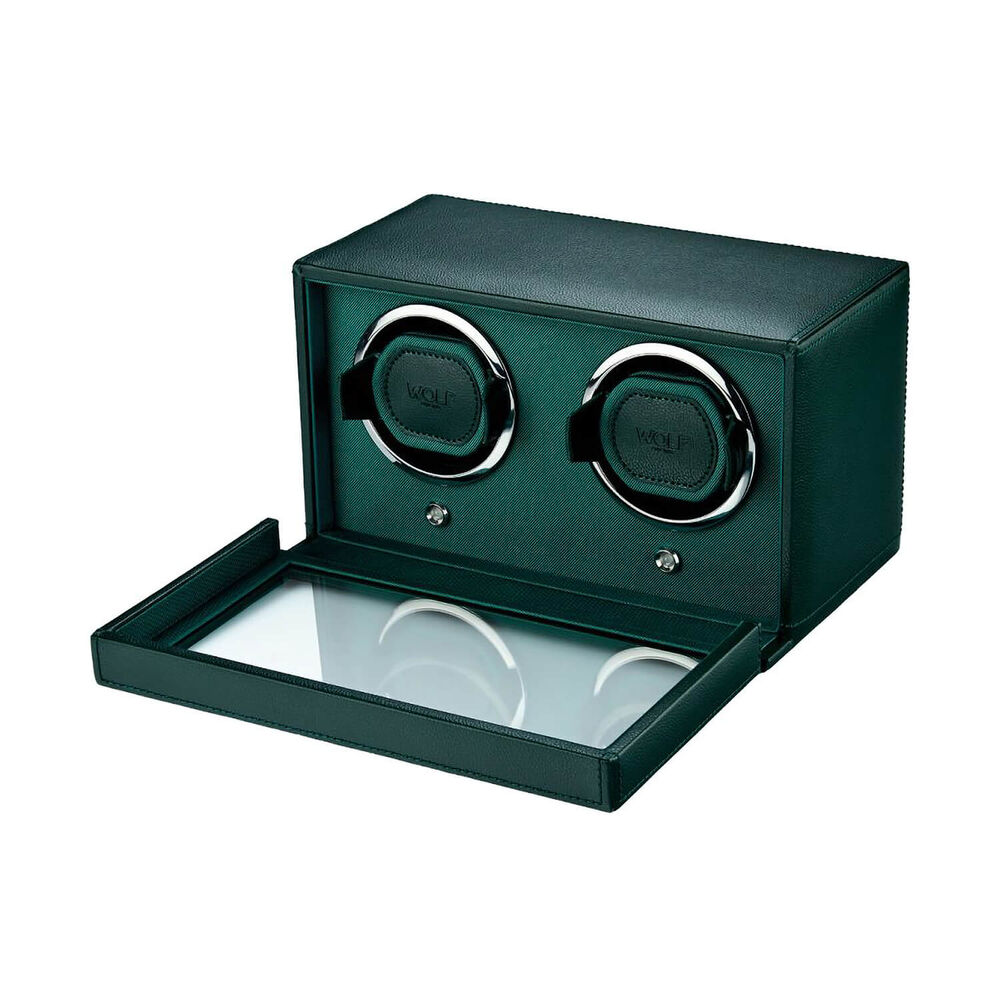 WOLF Cub Green Double Watch Winder With Cover