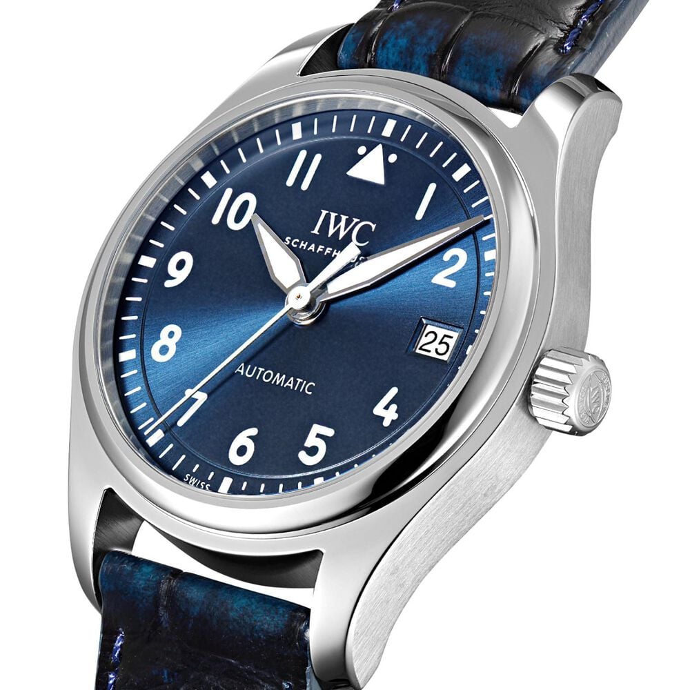 IWC Schaffhausen Pilot's 36mm Blue Dial Leather Strap Watch