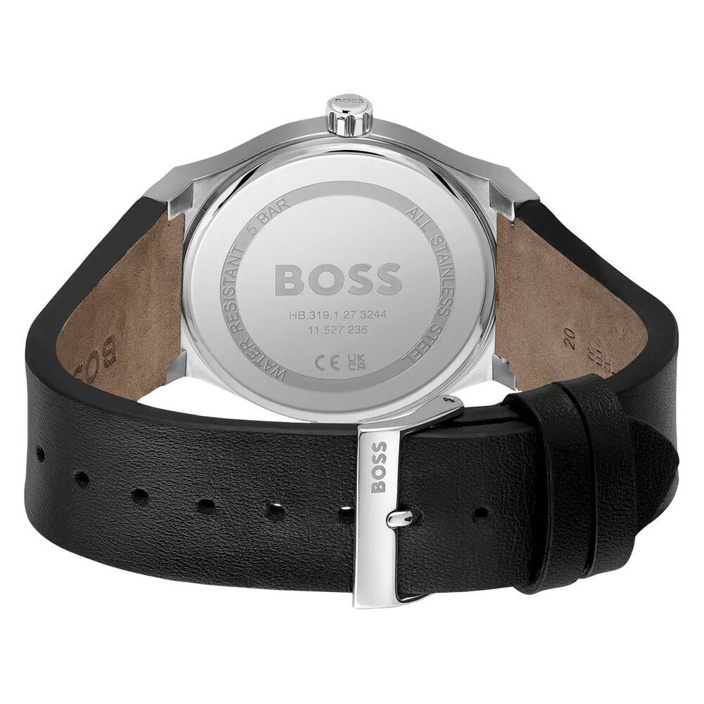 BOSS Candor 41mm Black Dial Leather Strap Watch image number 2