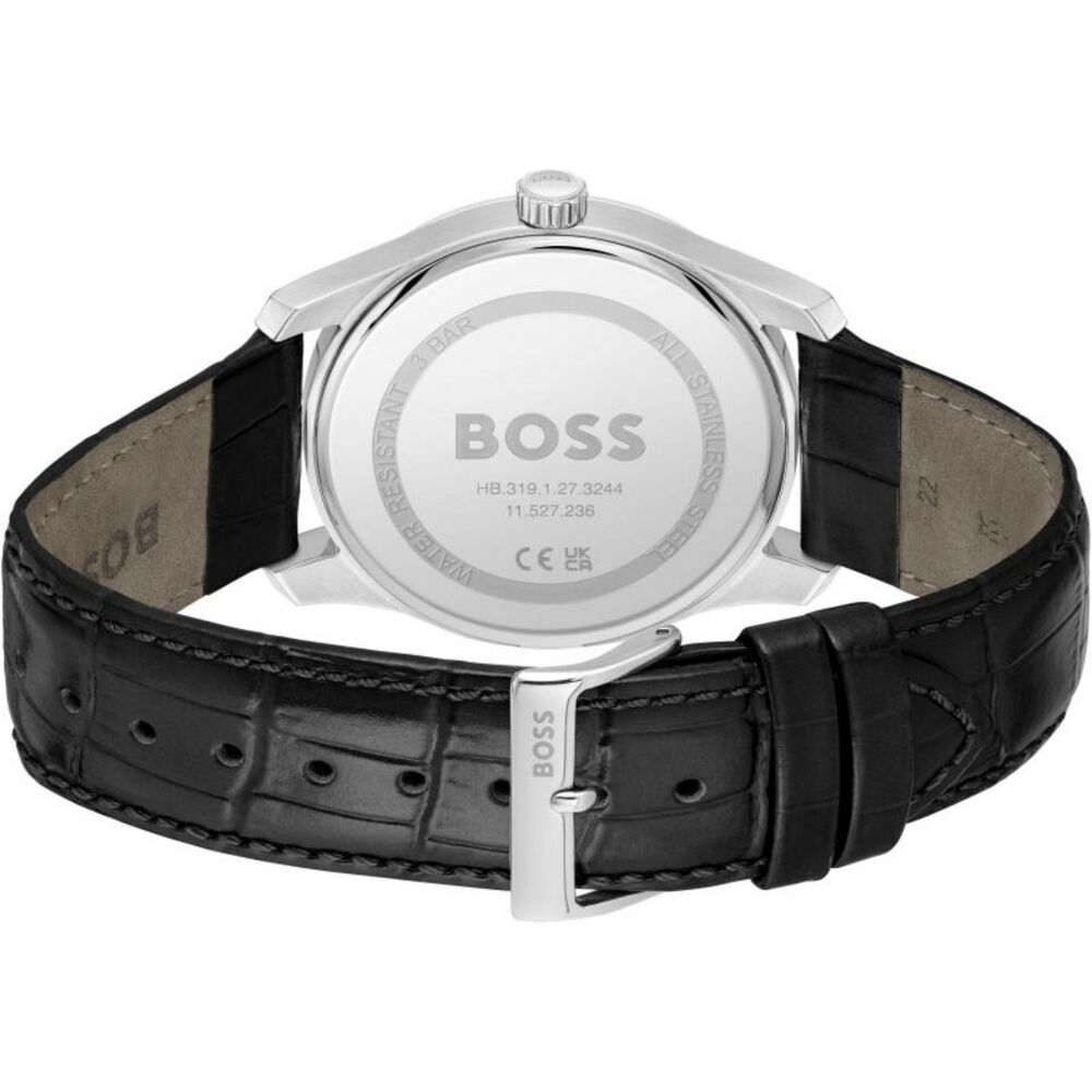 BOSS Principle 41mm Black Dial 3 Hands Black Strap Watch