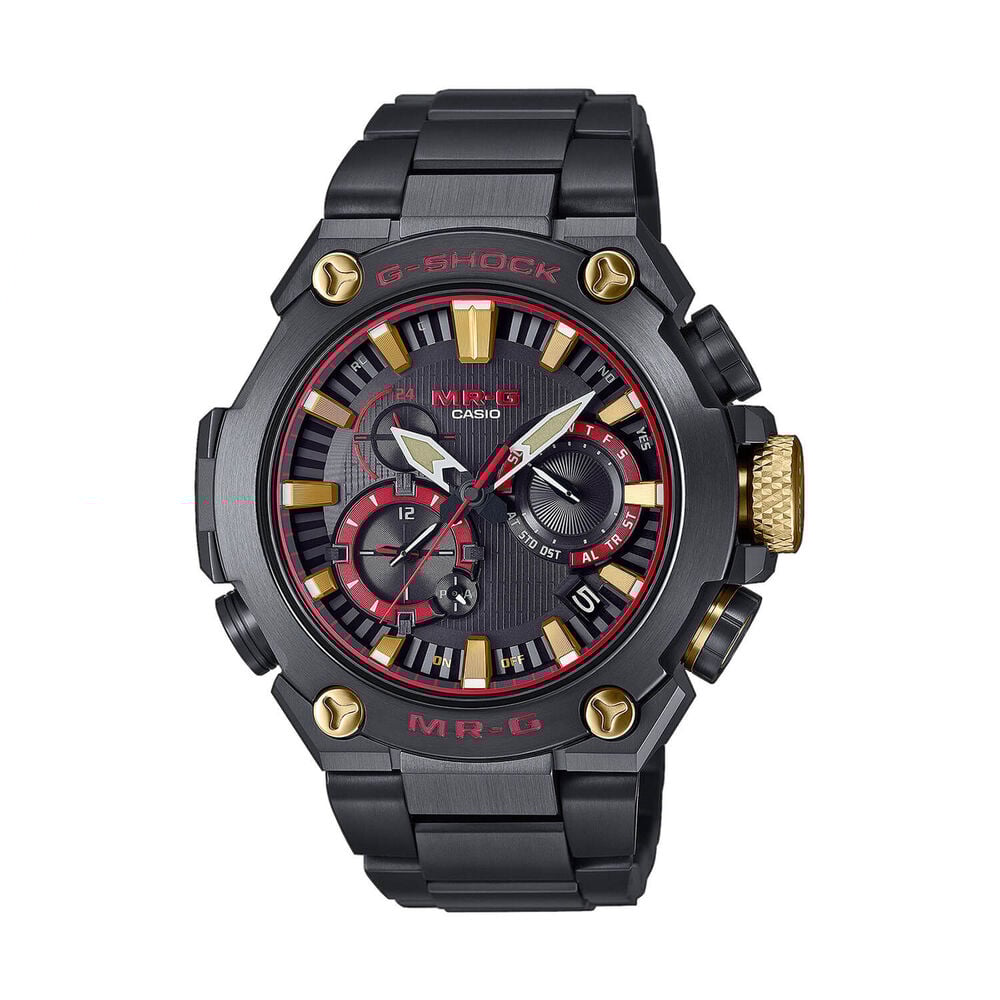 G-SHOCK MR-G 54.7mm Black & Red Dial Titanium Bracelet Watch image number 0
