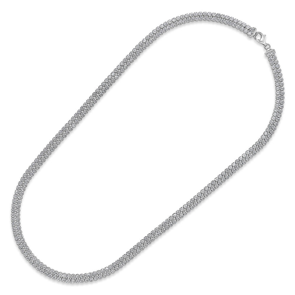 Ladies Sterling Silver Double Row Crystal necklace image number 3