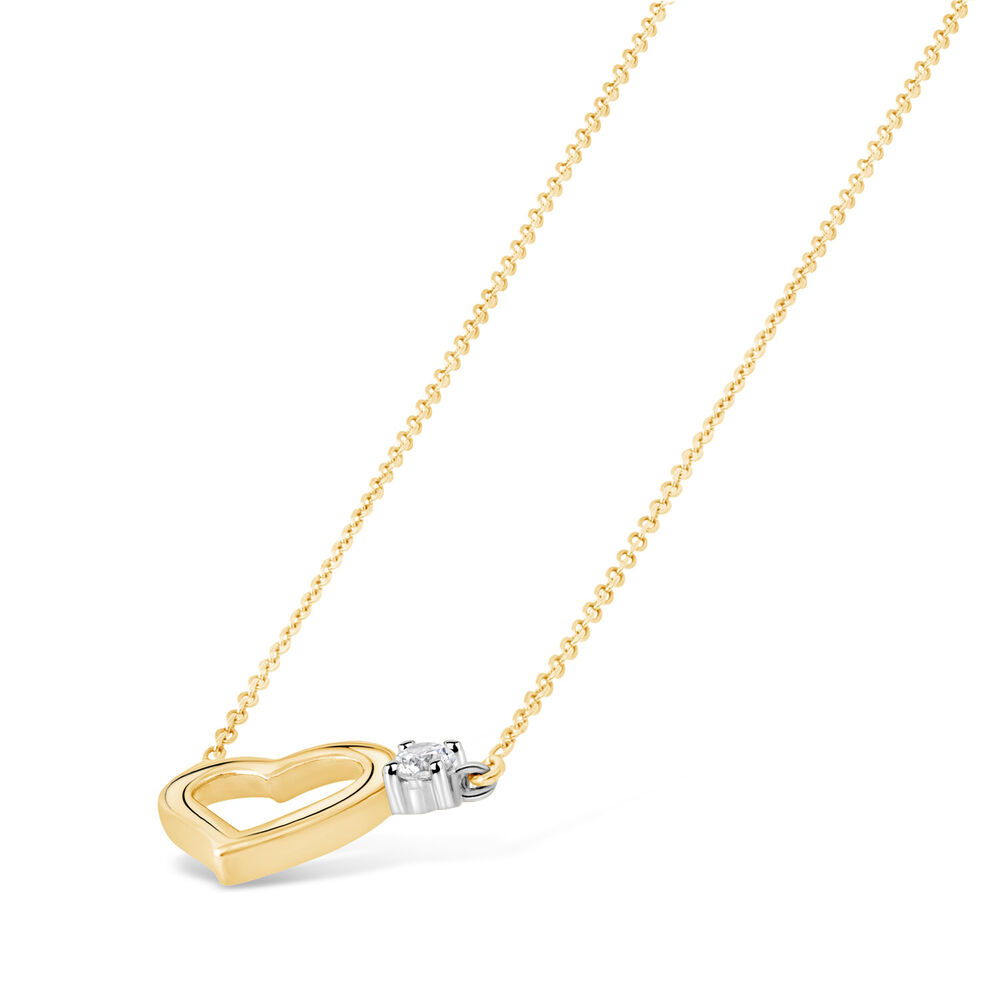9ct Gold Cubic Zirconia Heart Necklace image number 1